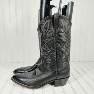 Dan Post Black LeatherSlip On Embroidered Cowboy Wester Boots F943